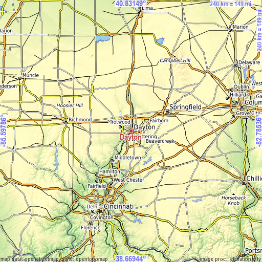 Topographic map of Dayton