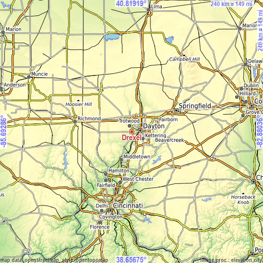 Topographic map of Drexel