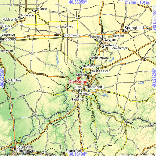 Topographic map of Dry Ridge