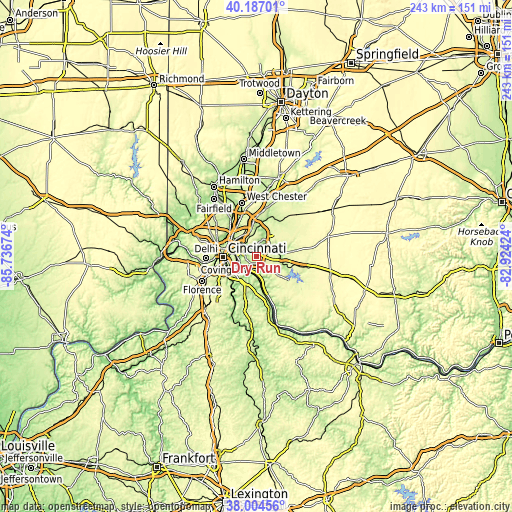 Topographic map of Dry Run