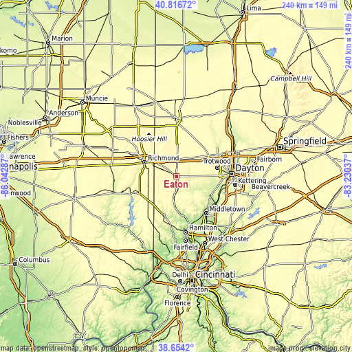 Topographic map of Eaton