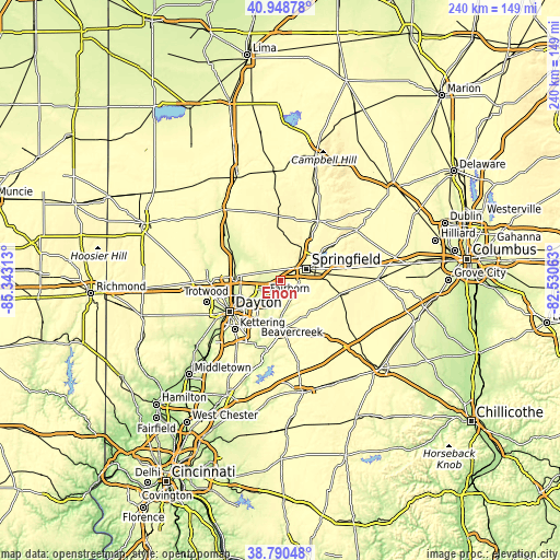 Topographic map of Enon