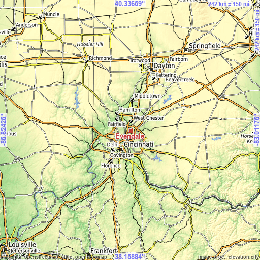 Topographic map of Evendale