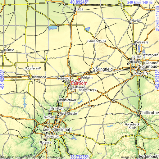 Topographic map of Fairborn