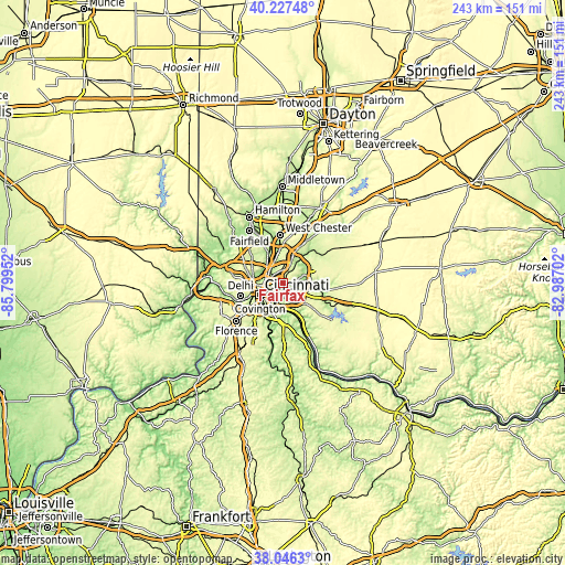 Topographic map of Fairfax