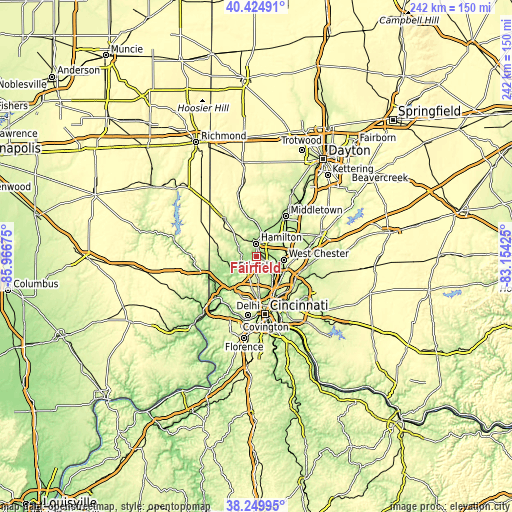 Topographic map of Fairfield