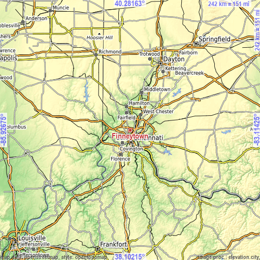 Topographic map of Finneytown