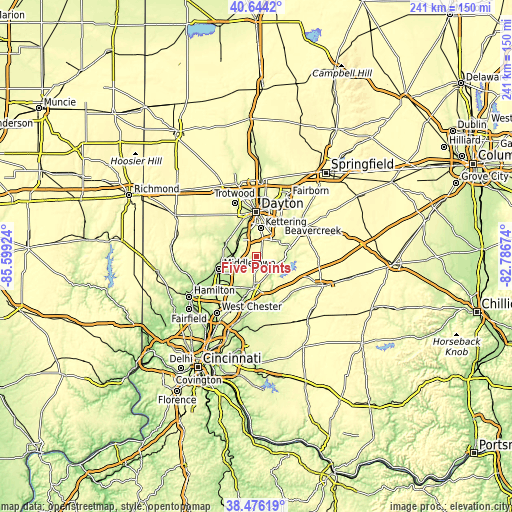 Topographic map of Five Points