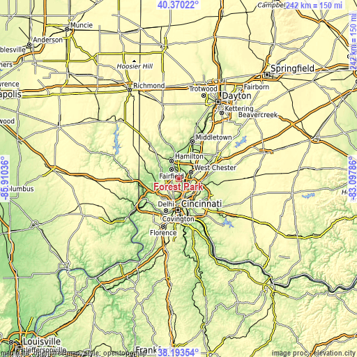 Topographic map of Forest Park