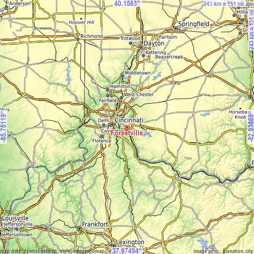 Topographic map of Forestville