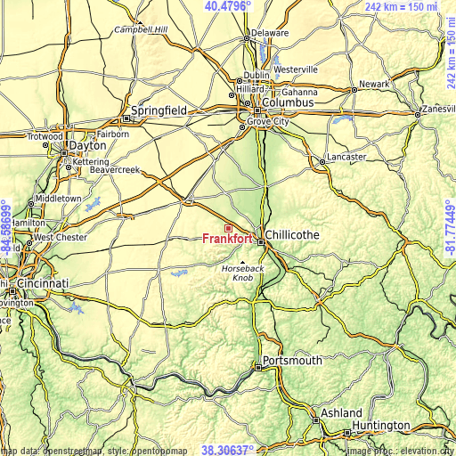 Topographic map of Frankfort