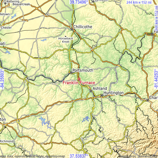 Topographic map of Franklin Furnace