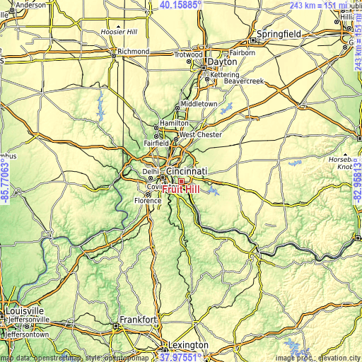 Topographic map of Fruit Hill