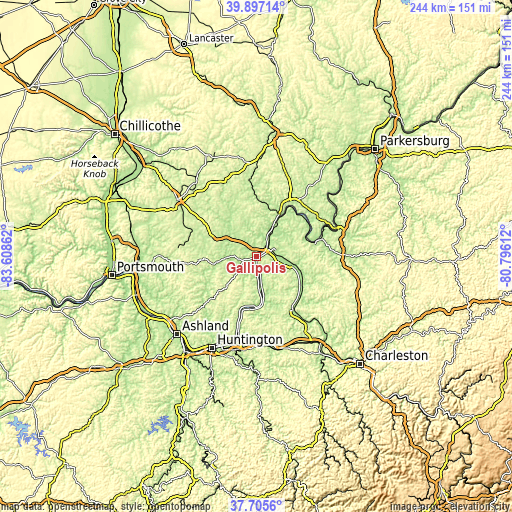 Topographic map of Gallipolis