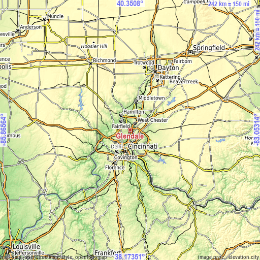 Topographic map of Glendale