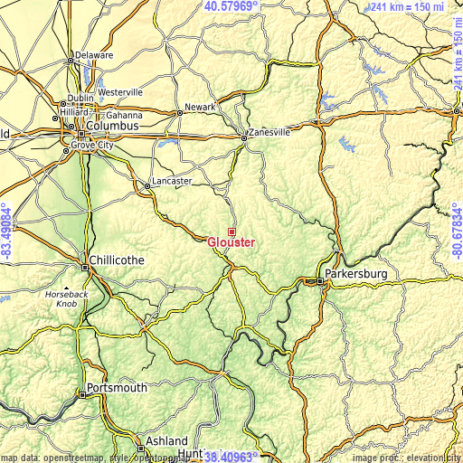 Topographic map of Glouster