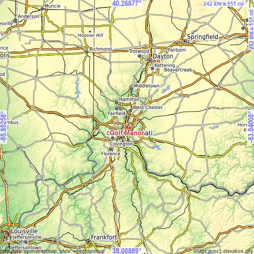 Topographic map of Golf Manor