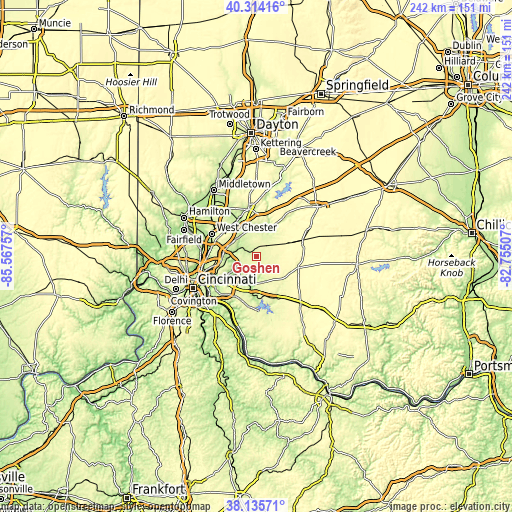 Topographic map of Goshen