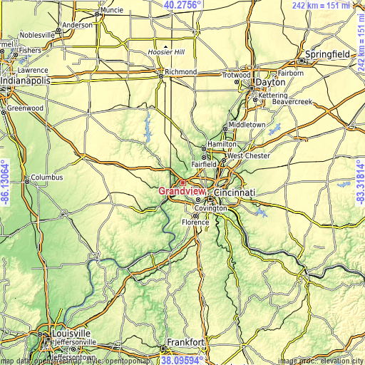 Topographic map of Grandview