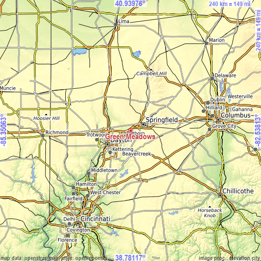 Topographic map of Green Meadows