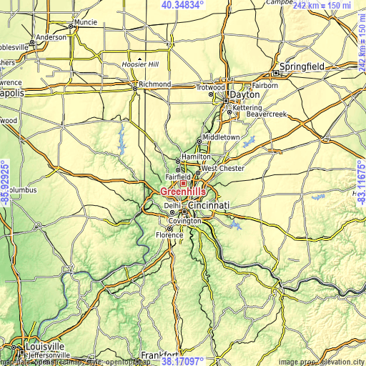 Topographic map of Greenhills