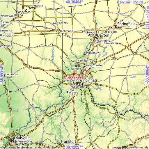 Topographic map of Groesbeck