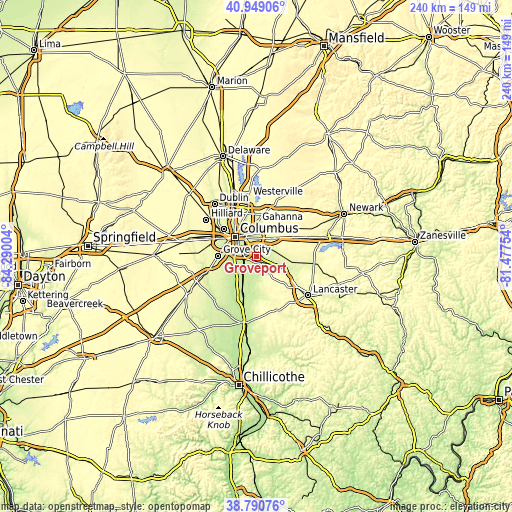 Topographic map of Groveport