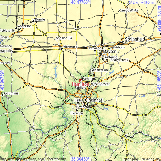 Topographic map of Hamilton