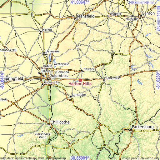 Topographic map of Harbor Hills