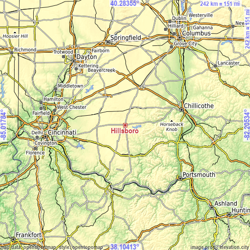 Topographic map of Hillsboro