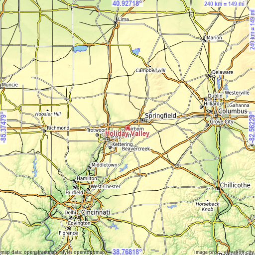 Topographic map of Holiday Valley