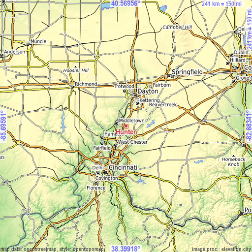 Topographic map of Hunter