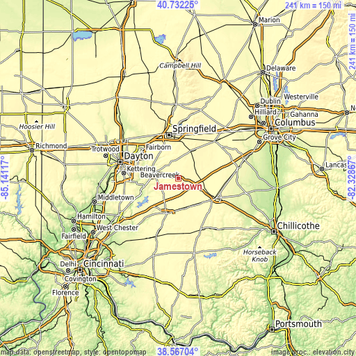 Topographic map of Jamestown