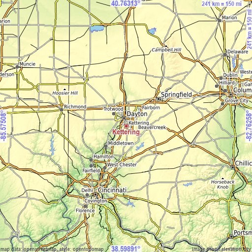 Topographic map of Kettering