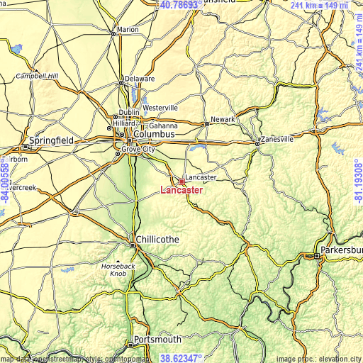 Topographic map of Lancaster