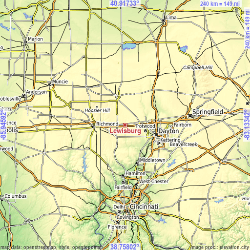 Topographic map of Lewisburg