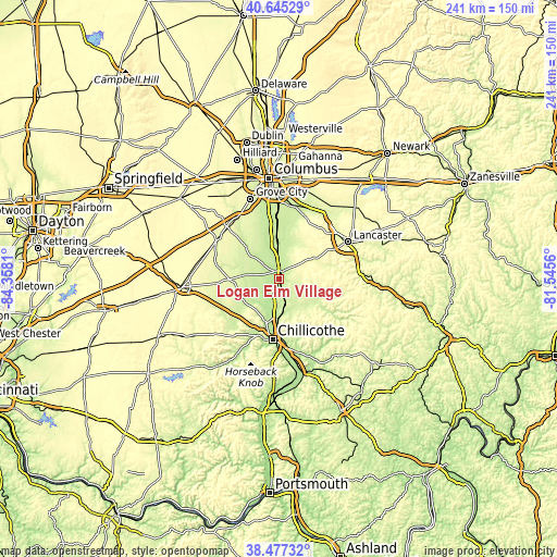 Topographic map of Logan Elm Village