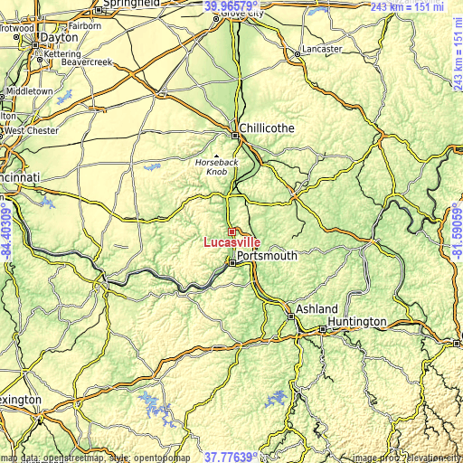 Topographic map of Lucasville