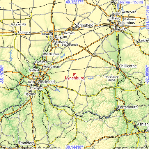 Topographic map of Lynchburg