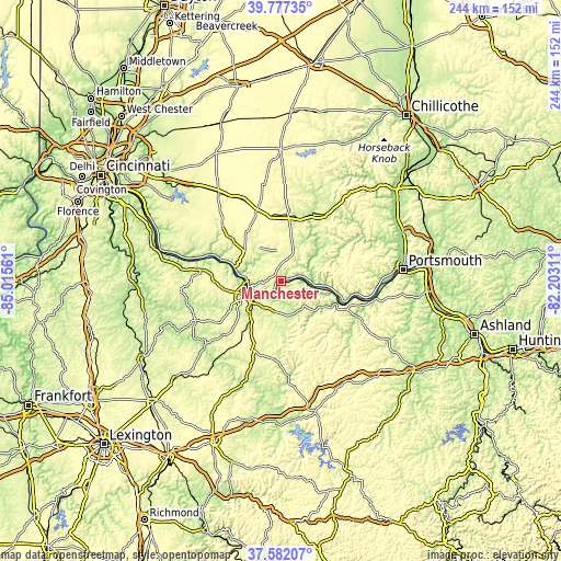 Topographic map of Manchester