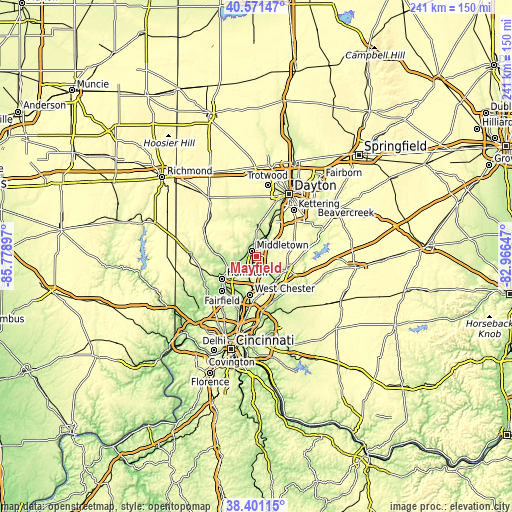 Topographic map of Mayfield