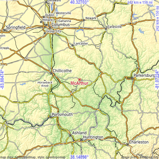 Topographic map of McArthur