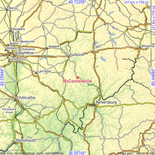 Topographic map of McConnelsville