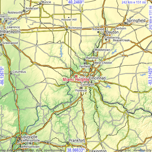 Topographic map of Miami Heights