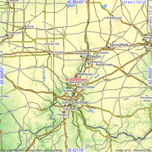Topographic map of Middletown