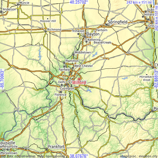 Topographic map of Milford