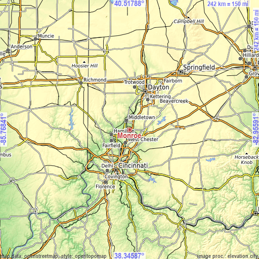 Topographic map of Monroe