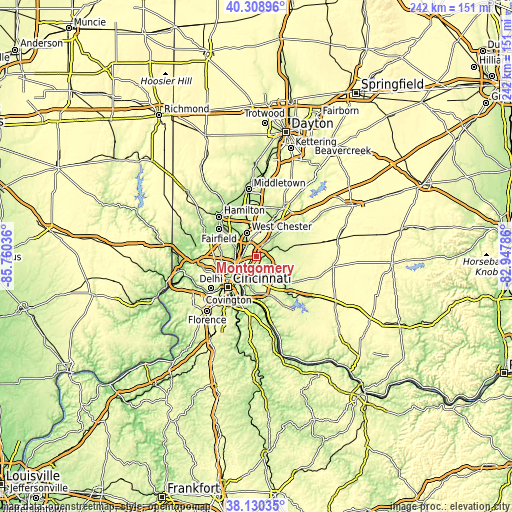 Topographic map of Montgomery