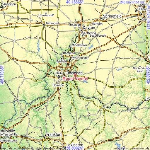 Topographic map of Mount Carmel