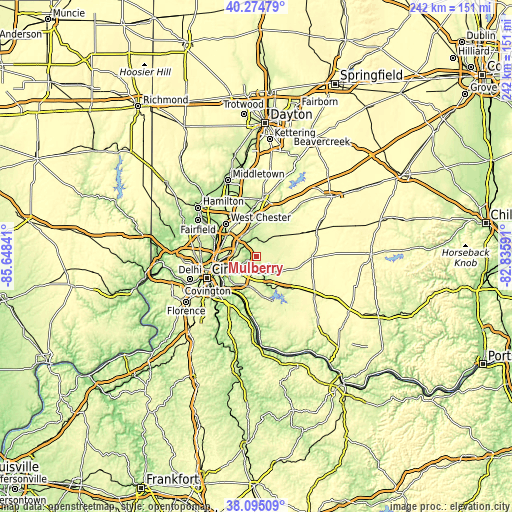 Topographic map of Mulberry